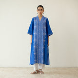 Banno Statement Slub Cotton Kurta - Royal Blue