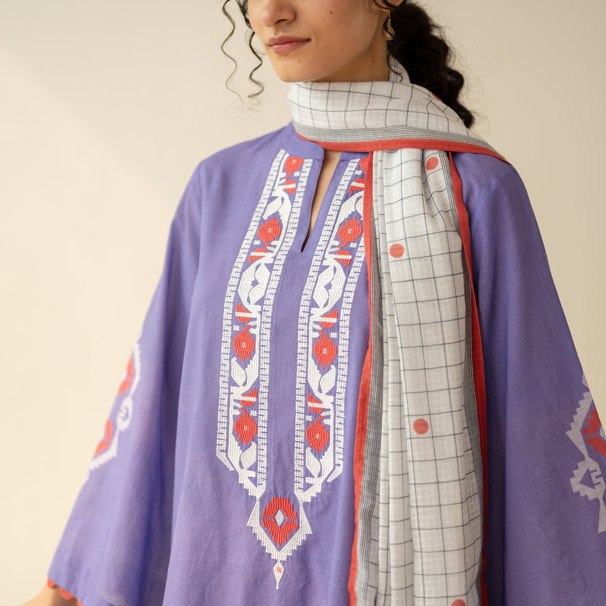 Dot & Dash Mulmul Farshi Set - Lilac Bloom