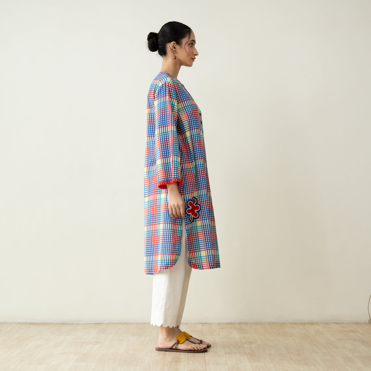 Goodie Goodie Statement Cotton Slub Kurta - Multicolour