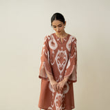 Peppy Paisley Asymmetric Cotton Slub Salwar Set - Mud Brown