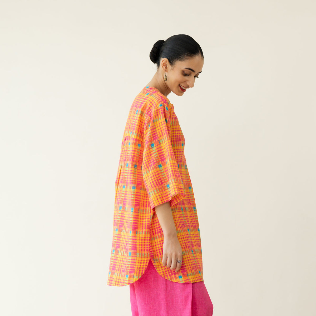 Tutti Frutti Embroidered Elevated Cotton Slub Tunic - Multicolour