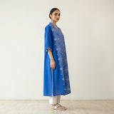 Banno Statement Slub Cotton Kurta - Royal Blue