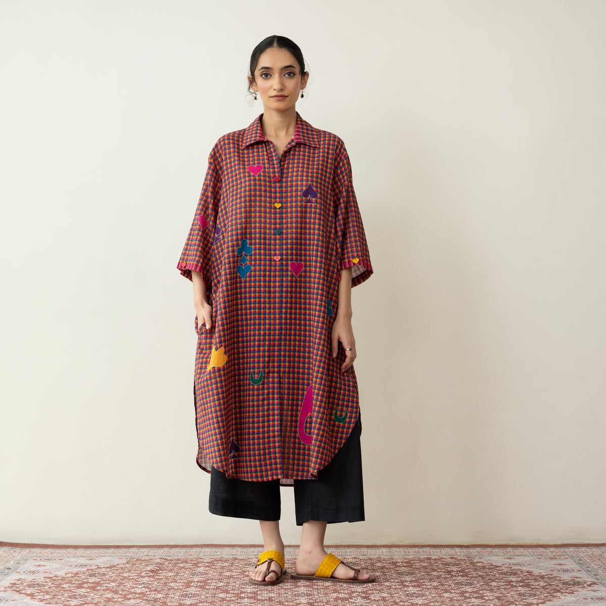 Spade Statement Cotton Slub Kurta - Multicolour