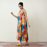 Aura Embroidered Cotton Slub Dress - Muticolour Beige