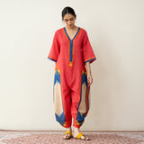 Nomad Statement Cotton Slub Jumpsuit - Tomato Red