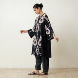 Peppy Paisley Asymmetric Cotton Slub Salwar Set - Black