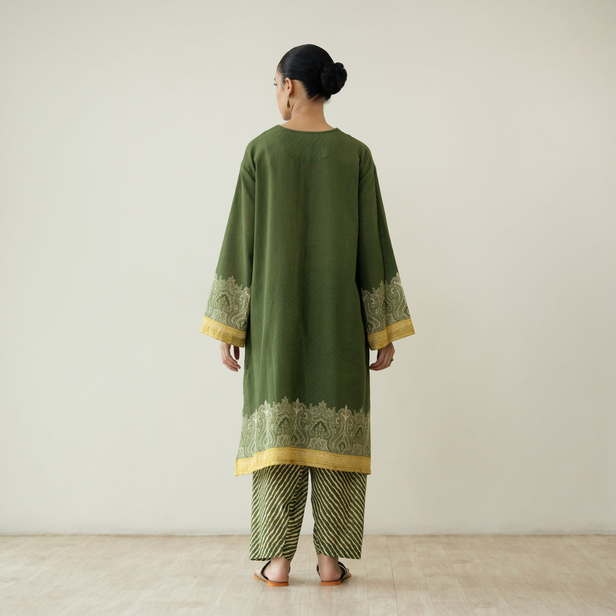 Mastani Elevated Cotton Slub Salwar Set - Heena Green