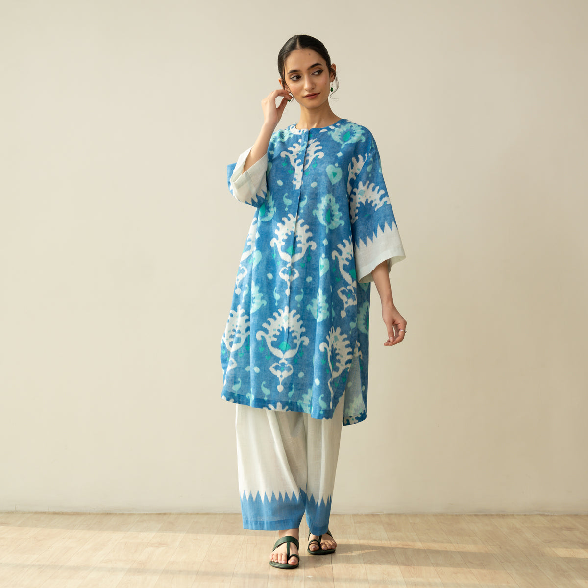 Lovey Dovey Elevated Cotton Slub Coord Set - Blue Lagoon