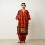 Banno Elevated Cotton Slub Kurta Set - Brick Red