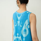 Peppy Paisley Midi Cotton Slub Dress - Ocean Blue