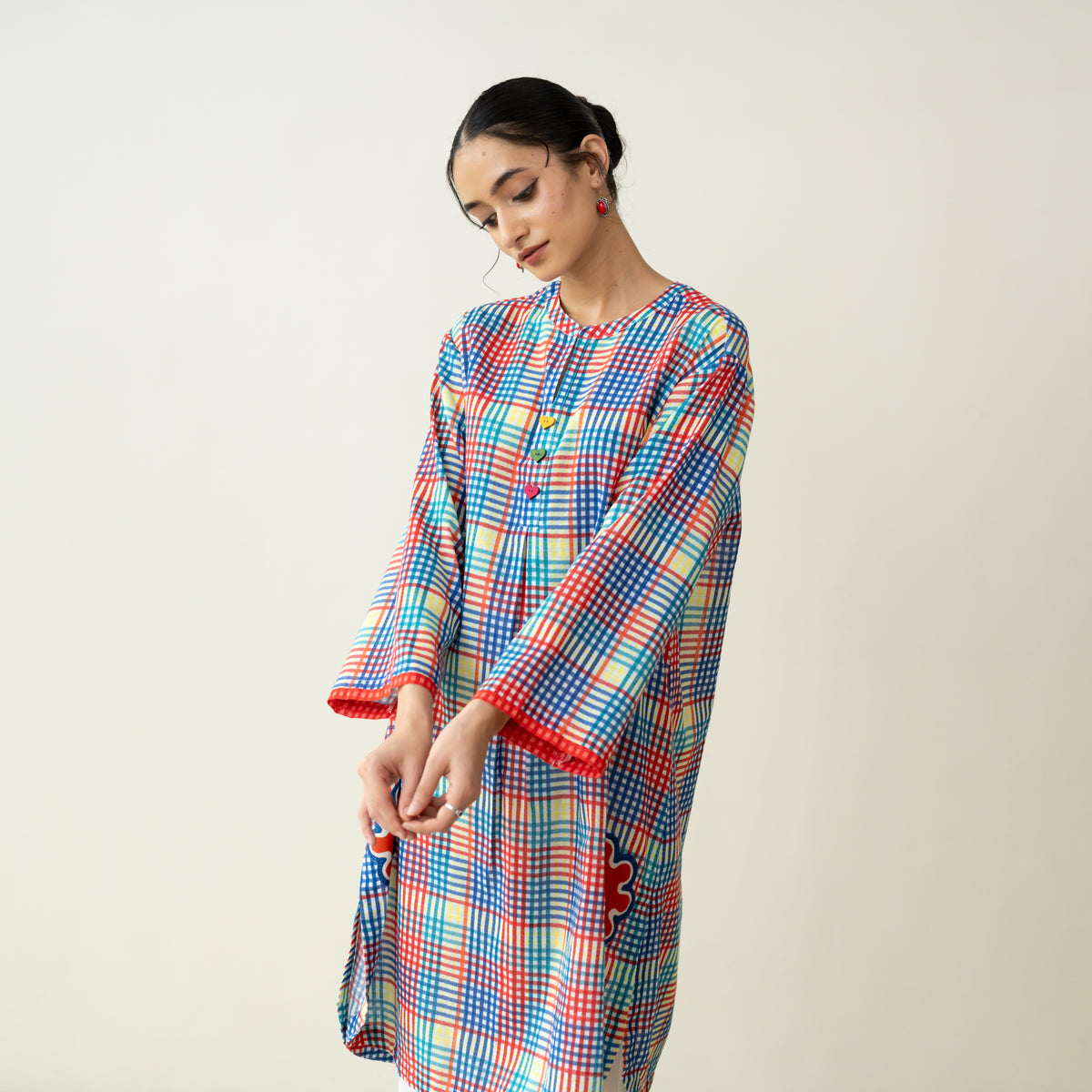 Goodie Goodie Statement Cotton Slub Kurta - Multicolour