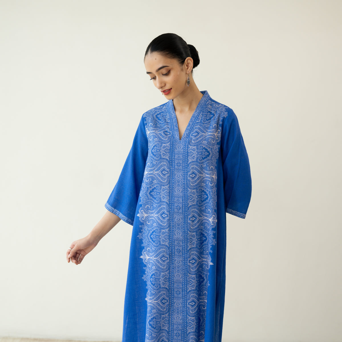 Banno Statement Slub Cotton Kurta - Royal Blue