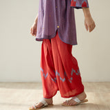 Bon Bon Hand Embroidered Elevated Shantoon Coord Set - Tomato Red & Azure Blue