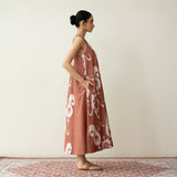Peppy Paisley Midi Cotton Slub Dress - Mud Brown