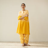 Mango Tango Elevated Kurta Set - Mango & Butter Yellow
