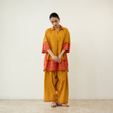 Khatta Meetha Elevated Cotton Slub Coord Set - Turmeric Yellow & Rust