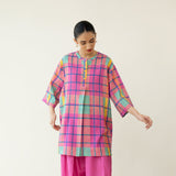 Bubblegum Embroidered Elevated Cotton Slub Tunic - Multicolour