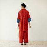 Very Berry Elevated Cotton Slub Coord Set - Red & Indigo