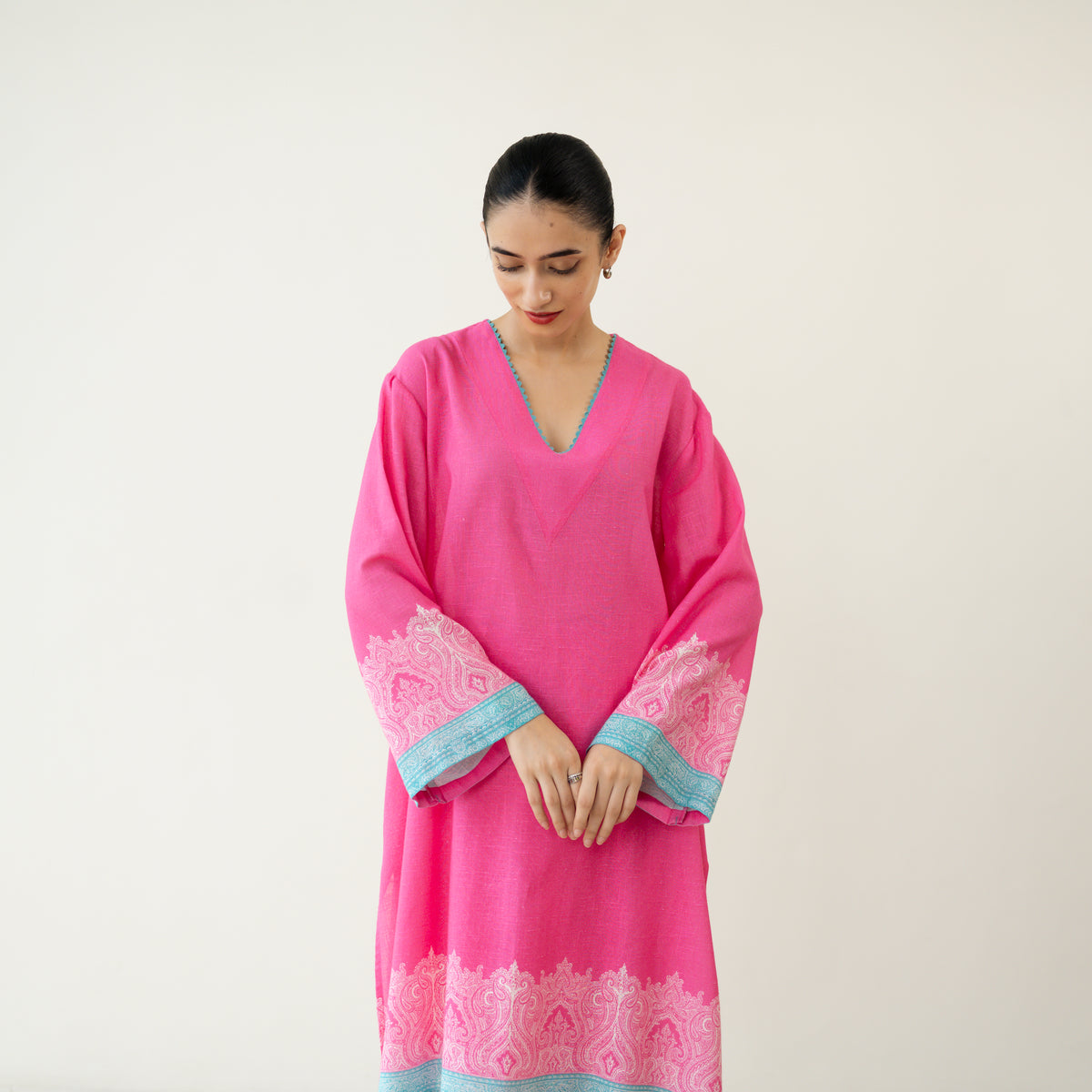 Mastani Elevated Cotton Slub Salwar Set - Bubblegum Pink
