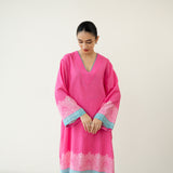 Mastani Elevated Cotton Slub Salwar Set - Bubblegum Pink
