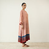 Highlighted Lace Neck Detail Slub Cotton Kurta - Beige