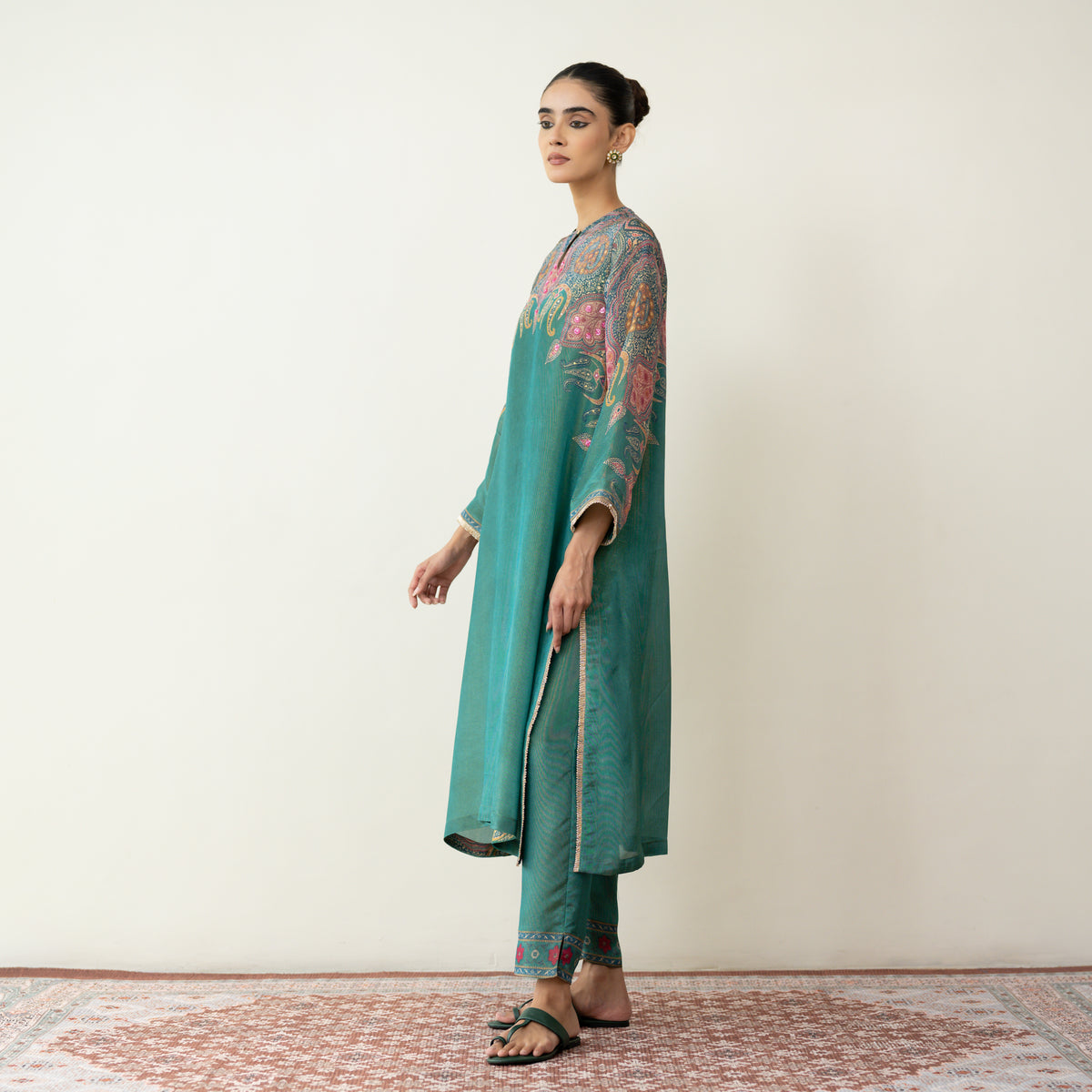 Mehbooba Festive Tissue Kurta Set - Sea Green