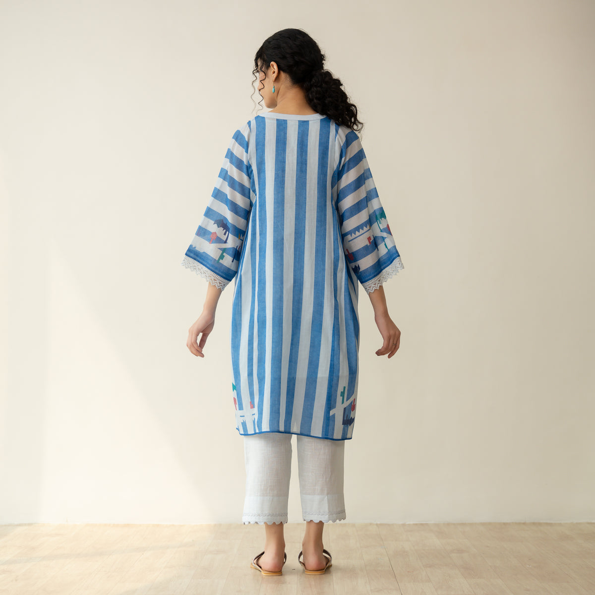 Pretty Flare Chanderi Embroidered Coord Set - Asmani Blue