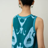 Peppy Paisley Midi Cotton Slub Dress - Teal Green