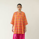 Tutti Frutti Embroidered Elevated Cotton Slub Tunic - Multicolour