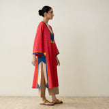 Prism Statement Cotton Slub Kurta - Tomato Red