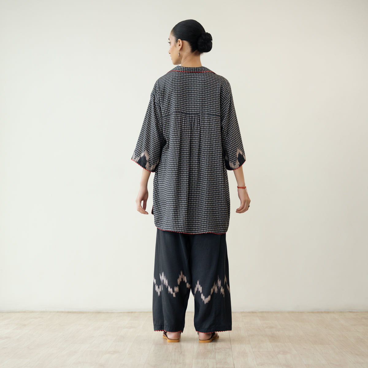Bon Bon Hand Embroidered Elevated Shantoon Coord Set - Charcoal