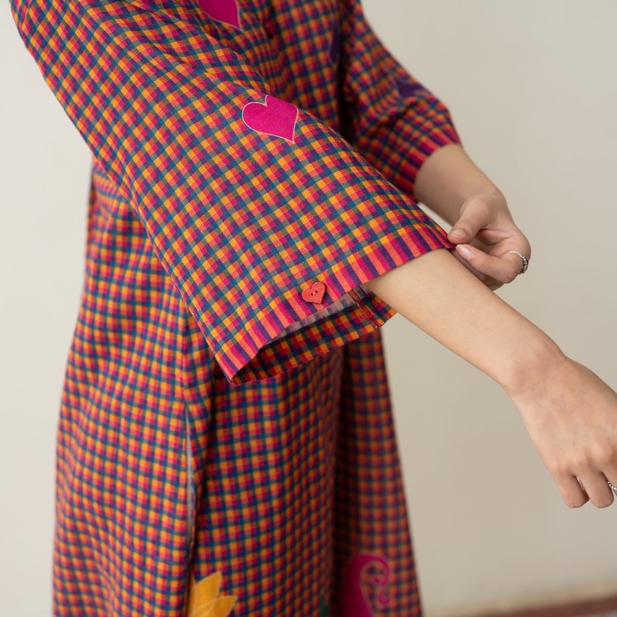 Spade Statement Cotton Slub Kurta - Multicolour