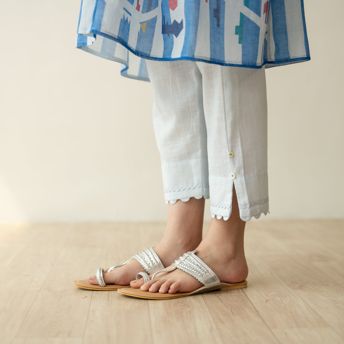 Pretty Flare Chanderi Embroidered Coord Set - Asmani Blue