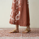 Peppy Paisley Midi Cotton Slub Dress - Mud Brown