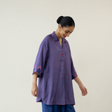 Bon Bon Hand Embroidered Elevated Shantoon Tunic - Indigo & Berry