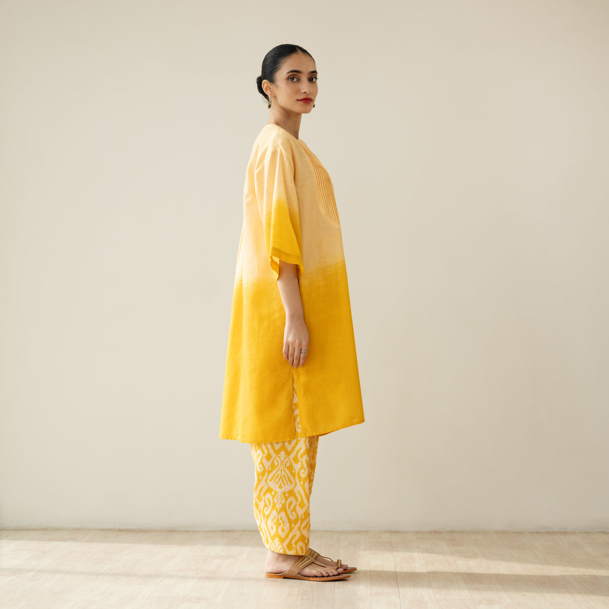Mango Tango Elevated Kurta Set - Mango & Butter Yellow