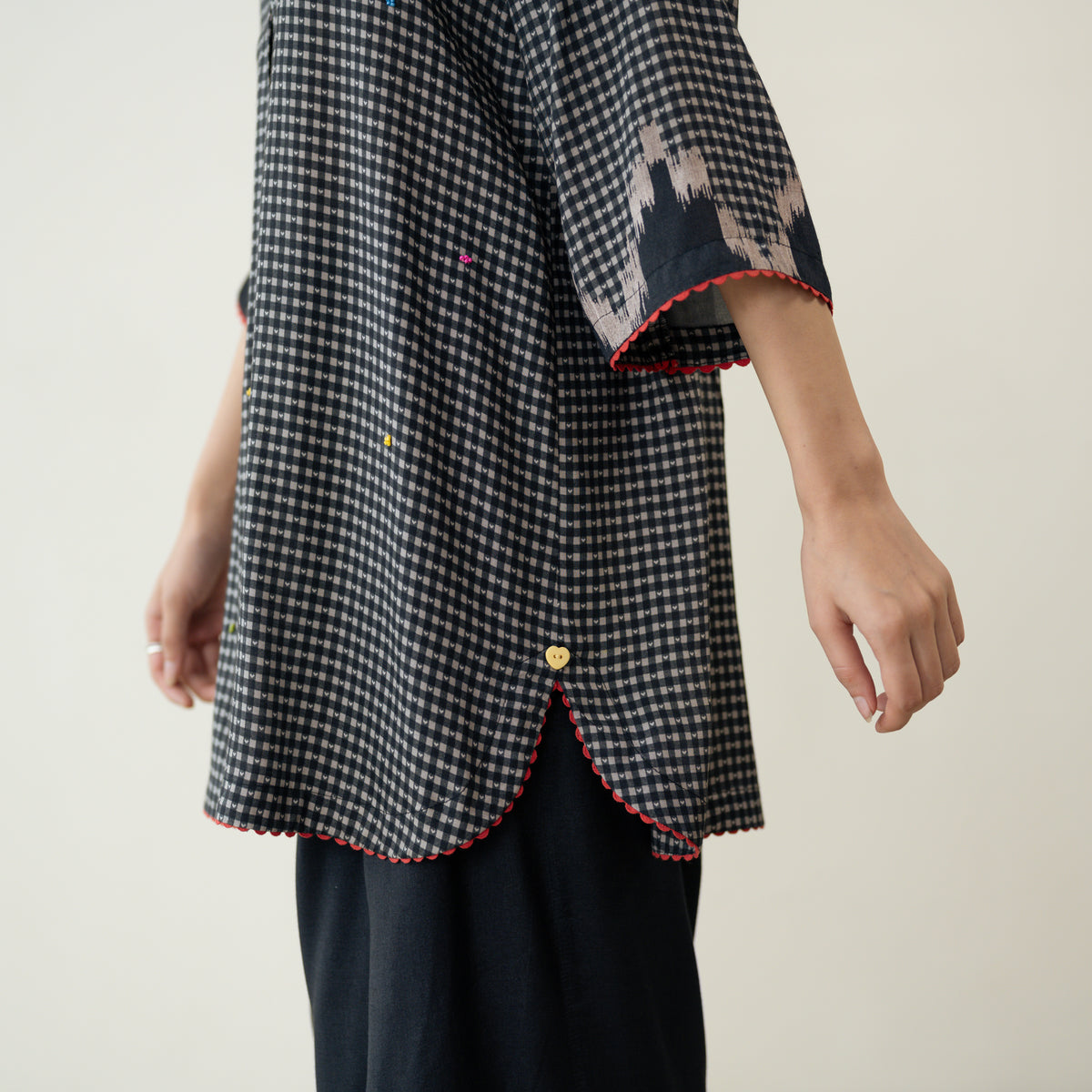 Bon Bon Hand Embroidered Elevated Shantoon Coord Set - Charcoal