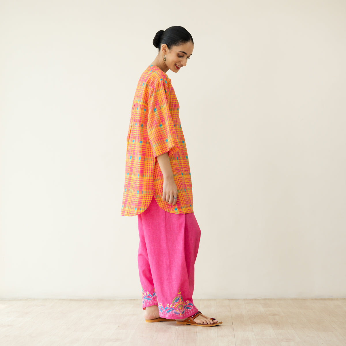 Tutti Frutti Embroidered Elevated Cotton Slub Coord Set - Multicolour