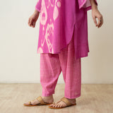Peppy Paisley Asymmetric Cotton Slub Salwar Set - Dusty Pink