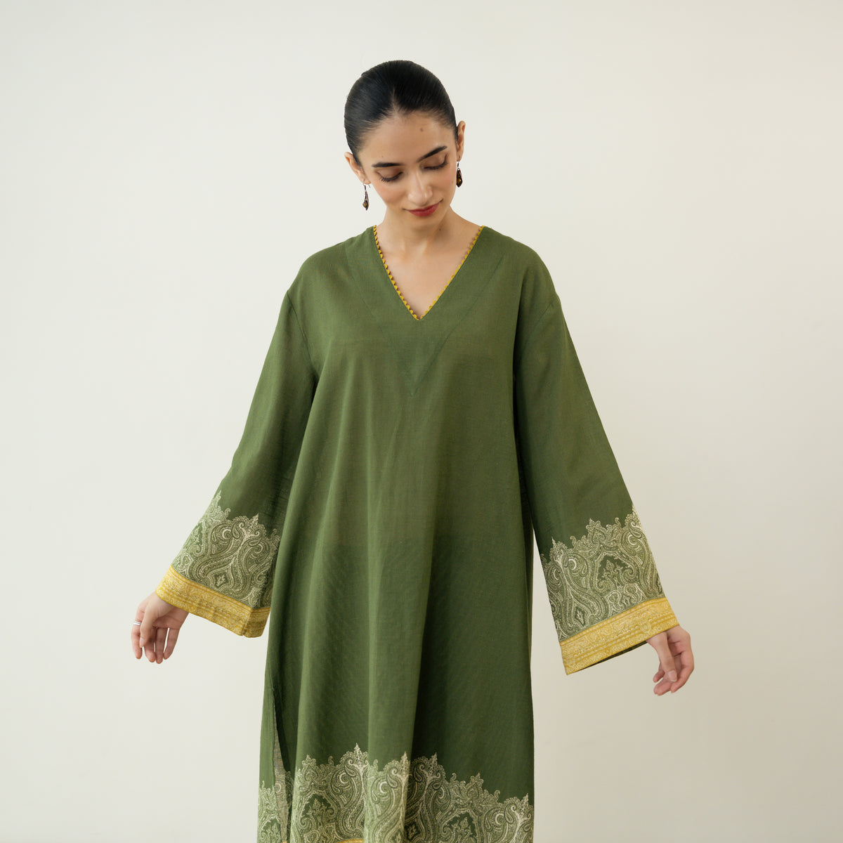 Mastani Elevated Cotton Slub Salwar Set - Heena Green