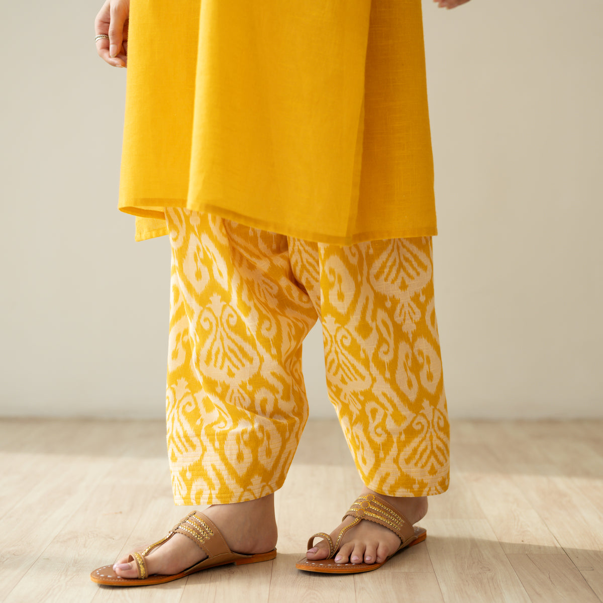 Mango Tango Elevated Kurta Set - Mango & Butter Yellow