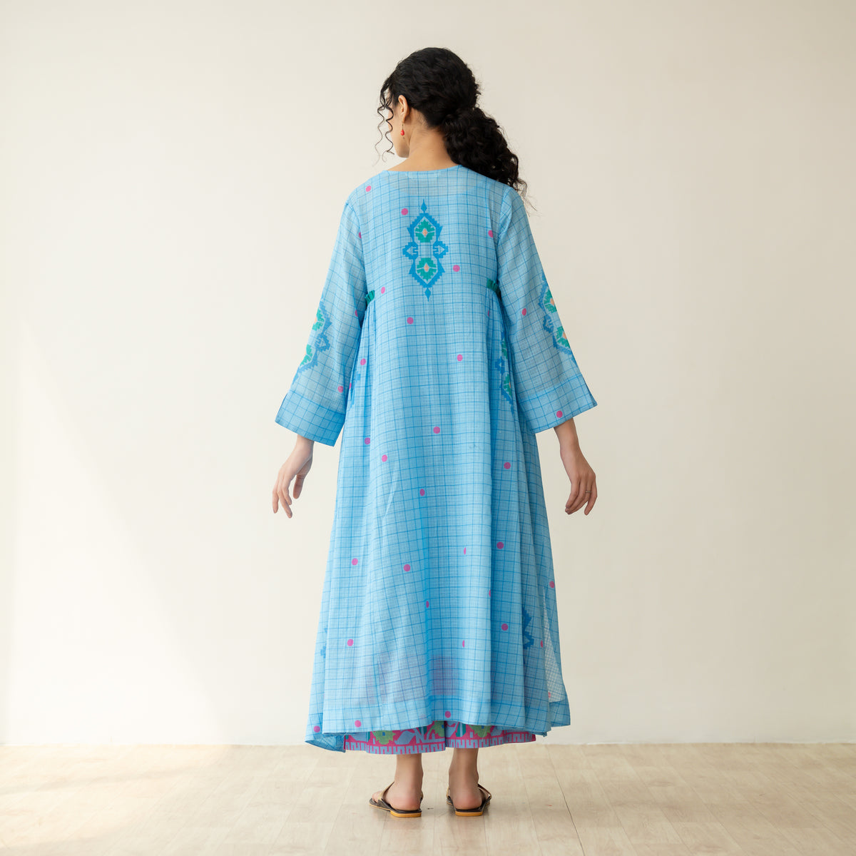 Mogra Kota Doria Kurta Set - Asmani Blue