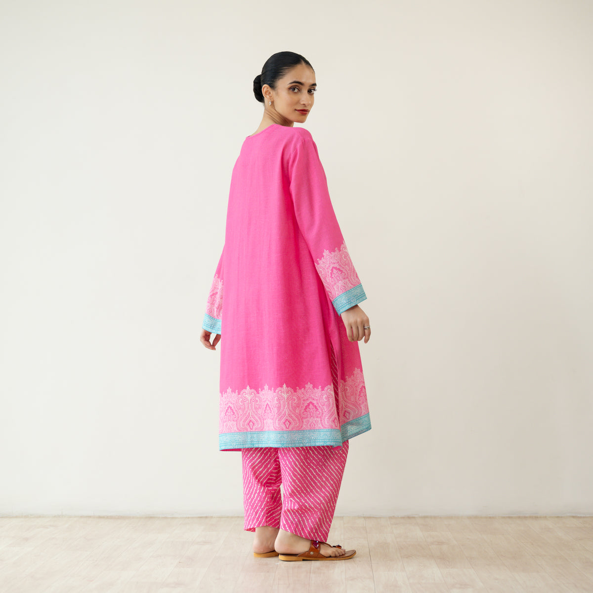 Mastani Elevated Cotton Slub Salwar Set - Bubblegum Pink