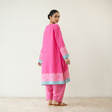 Mastani Elevated Cotton Slub Salwar Set - Bubblegum Pink