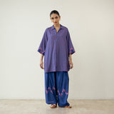 Bon Bon Hand Embroidered Elevated Shantoon Coord Set - Indigo & Berry