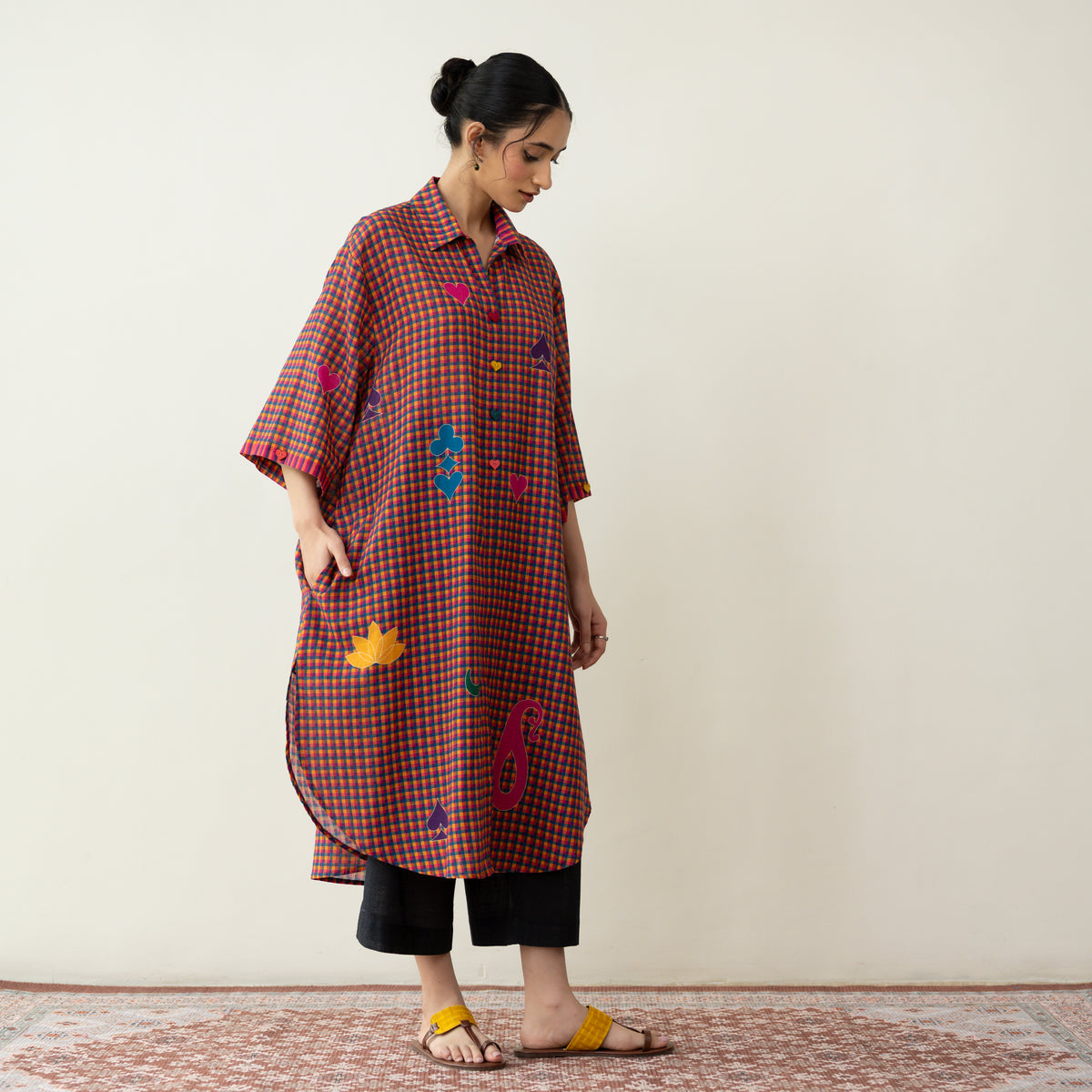 Spade Statement Cotton Slub Kurta - Multicolour