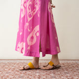 Peppy Paisley Midi Cotton Slub Dress - Dusty Pink