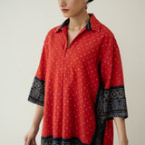Cherry Pop Elevated Cotton Slub Coord Set - Black & Cherry Red