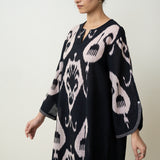 Peppy Paisley Asymmetric Cotton Slub Salwar Set - Black