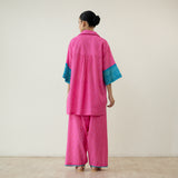Pink Lemonade Elevated Cotton Slub Coord Set - Bubblegum Pink & Sea Blue